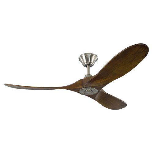 Visual Comfort - Maverick Ceiling Fan - Dark Walnut/Steel - Brown - 3 Blades, Hand-Held Remote Control, Energy Efficient, 6 Spee