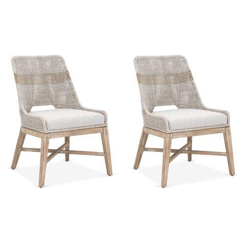 Set of 2 Arras Woven Side Chairs - Taupe/Pumice - Beige | Dining Chairs, Accent Chairs - Comfortable, Durable