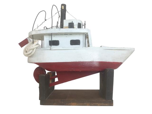 Hand-made Fishing Vessel on Stand - Eat Drink Home - Red