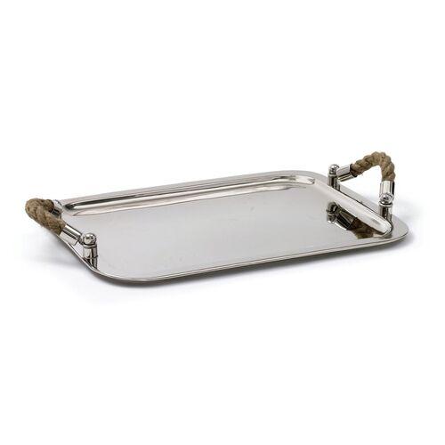 19" Andromede Tray with Rope Handles - Silver
