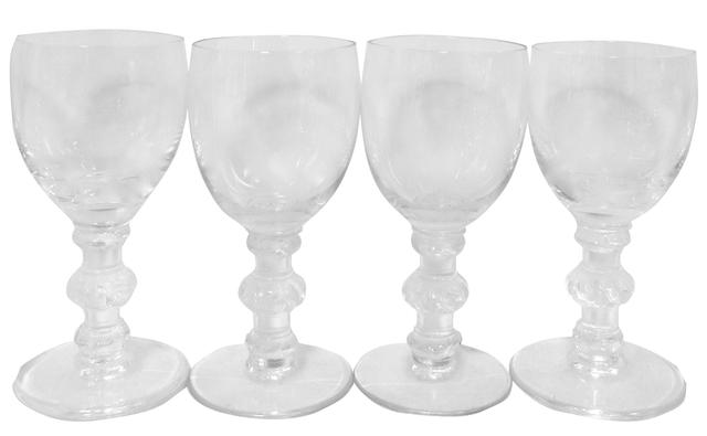 Lalique French Art Deco Glasses Set of 4 - The Emporium Ltd. - Clear
