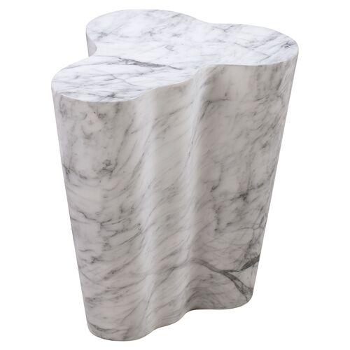 Dani Side Table - White/Black Marble Veneer | End Table, Occasional Table, Small Table - Made of Marble