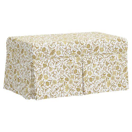 Hayworth Storage Bench - Vine Botanical - Yellow | Couch, Sofa, Settee, Storage Space