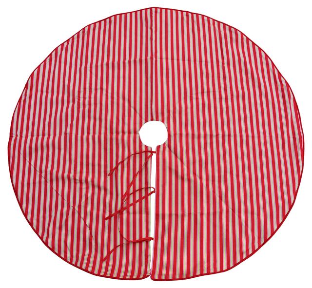 Red & Green Striped Christmas Tree Skirt