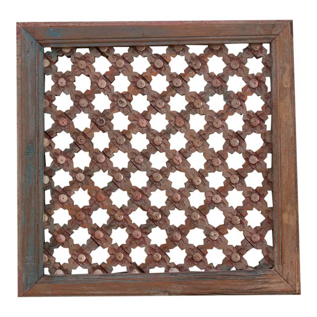Antique Weathered Star Lattice Panel - de-cor - Brown