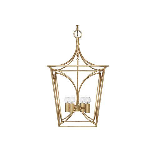 Visual Comfort - Cavanagh Small Lantern - Coral/Gold