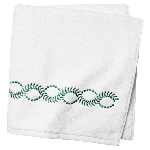 Wheat Bath Sheet - White/Green - Hamburg House