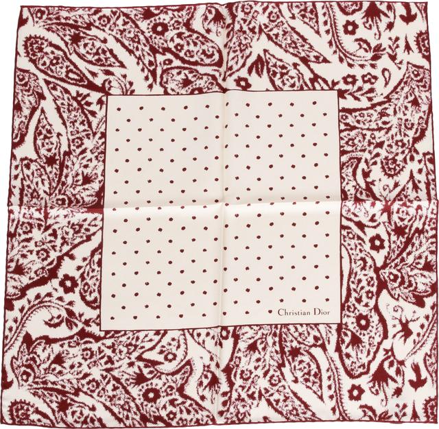 Dior new tribe burgundy/cream silk scarf - Vintage Lux - Red