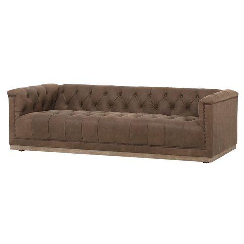 Dakari 95' Leather Sofa - Distressed Birch | Couch, Settee - Brown - Comfortable, Durable