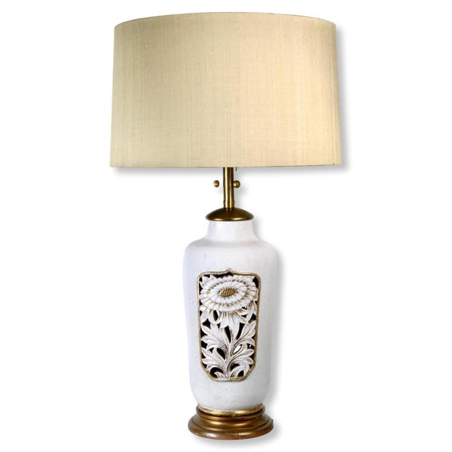 Large 1960s Marbro Sunflower Lamp - The Queens Landing | Desk Lamp, Bedside Lamp - White