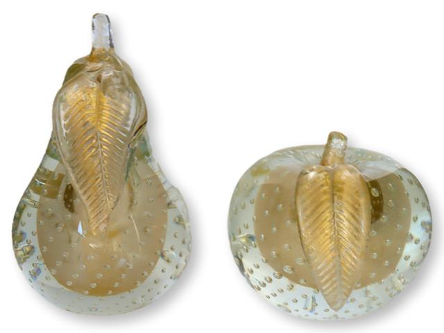 Italian Murano Glass Bookends - The Queens Landing - Gold