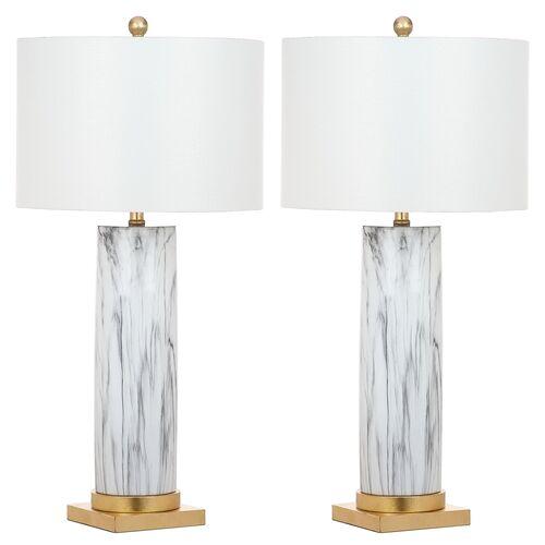 Set of 2 Abdella Table Lamps - Black/White | Desk Lamp, Bedside Lamp