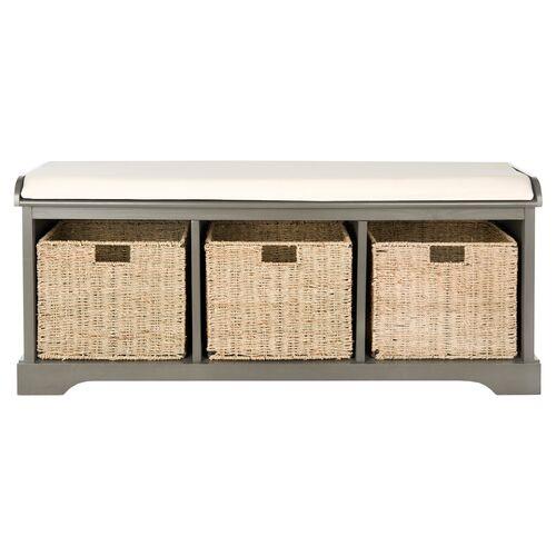 Loren 47"W Storage Bench - Gray | Couch, Sofa, Settee, Storage Space