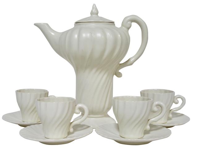 1940s California Pottery Espresso Set - The Emporium Ltd. - White
