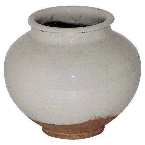 Ceramic Pot - White/Natural