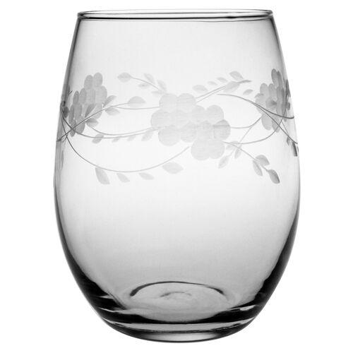Set of 4 Adair Hand-Cut Stemless Wineglasses - Clear