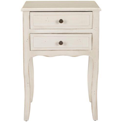 Lawrence Nightstand | Night Table, Bedside Shelf - Ivory - 2 Drawers, Offers Convenience, Storage, Organization