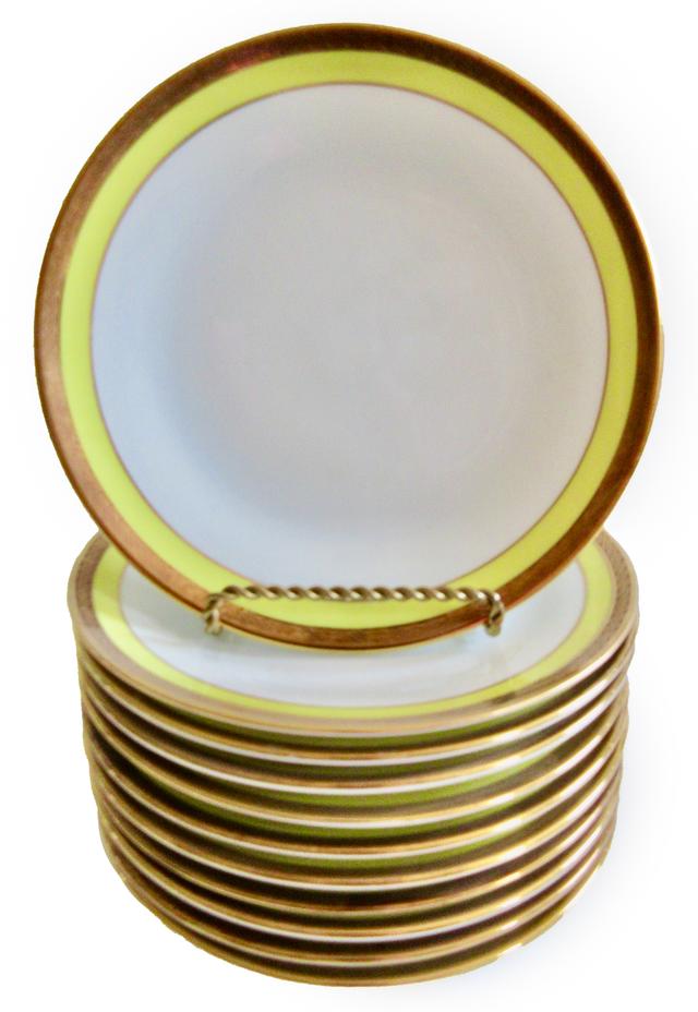 Ginori Italian GiltPorcelain Plates Set of 10 - The Emporium Ltd. - Gold