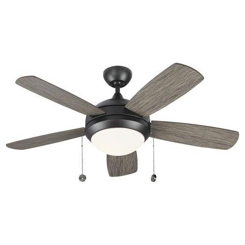 Visual Comfort - Discus Classic II Ceiling Fan - Weathered Oak - Gray - 5 Blades, Energy Efficient