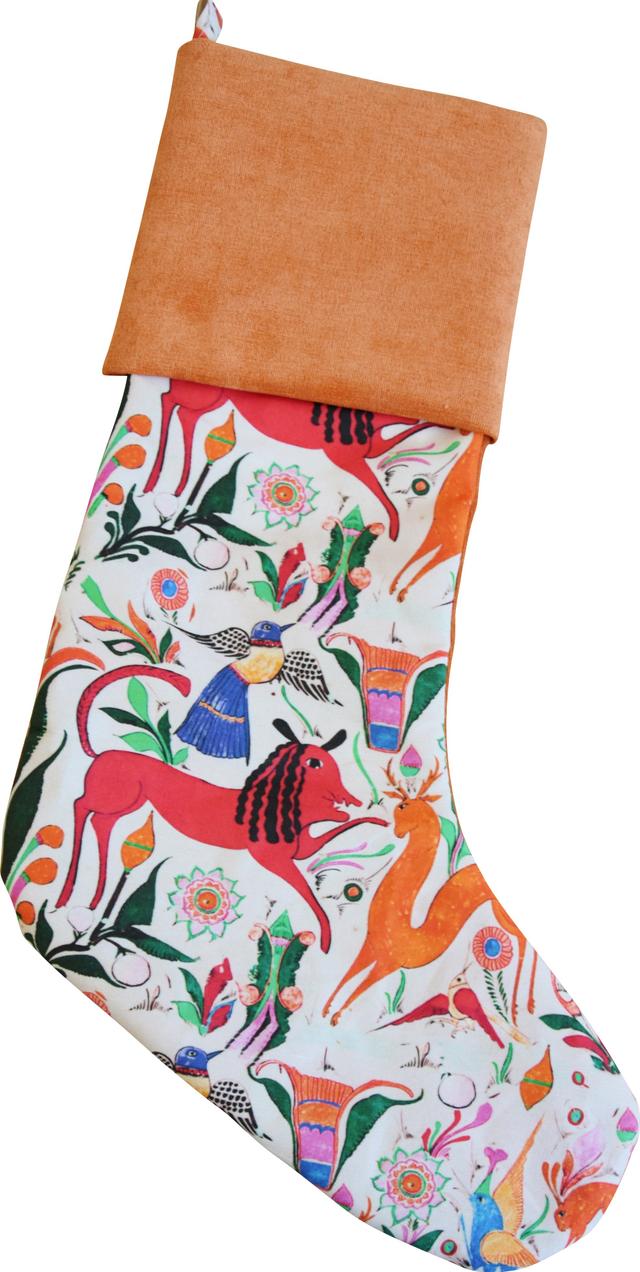 Otomi Animal Christmas Stocking - Orange