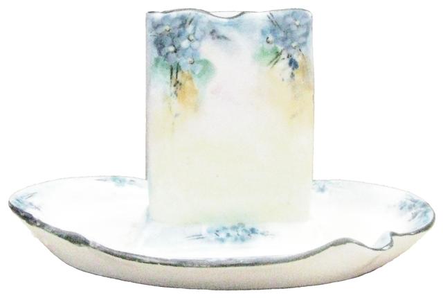 1920s Handpainted Match Strike / Ashtray - Chez Vous - Blue