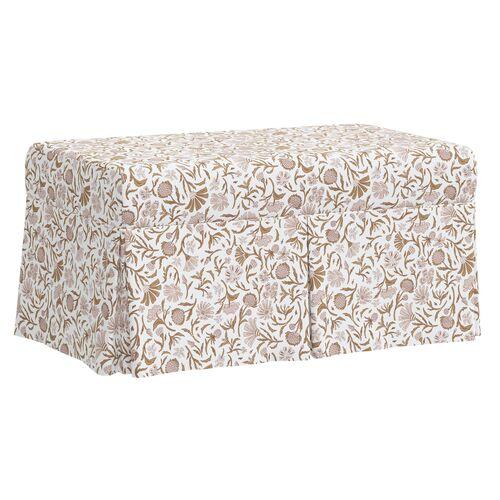 Hayworth Storage Bench - Vine Botanical - Pink | Couch, Sofa, Settee, Storage Space