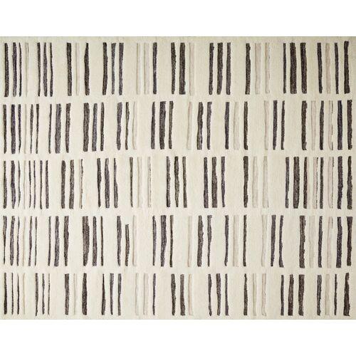 Mauricio Rug - Ivory/Charcoal - White - White | Floor Covering, Carpet, Mat, Area Rug - Hand Knotted - 2'L x 3'W