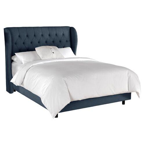 Reed Wingback Bed - Handcrafted - Blue | Upholstered bed, Tufted Bed