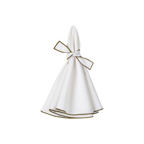 Set of 4 Napa Dinner Napkins - White/Olive - Mode Living
