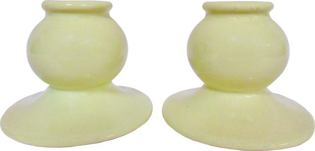 1940s California Pottery Candlesticks - The Emporium Ltd. - Yellow | Candle Stand, Candle Holder - Ideal For Decoration, Lightin