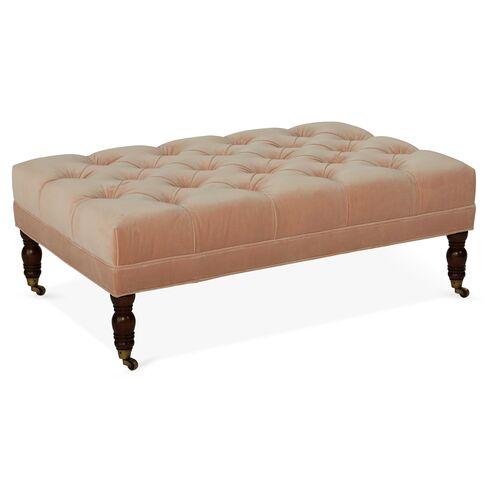 Anna Cocktail Ottoman - Velvet - Miles Talbott - Handcrafted - Pink | Footstool, Footrest, Low Seat - Ideal Storage, Decor, Furn