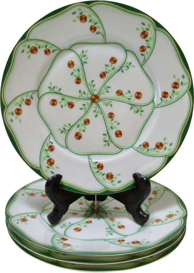 Haviland Limoges Canape Plates Set of 4 - The Emporium Ltd. - Green