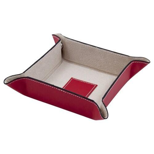Leather Valet Tray - Red