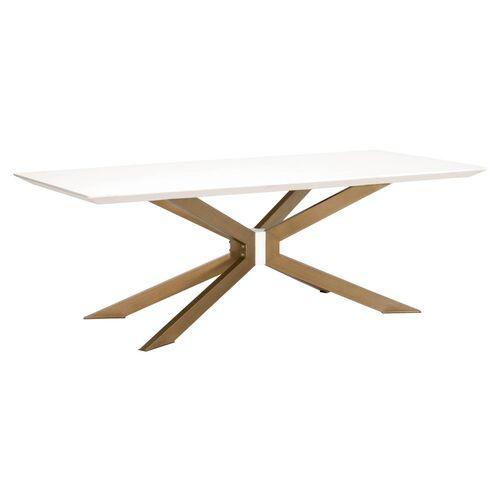 Kate Rectangle Dining Table - Ivory/Brass | Dinner Table, Family Table