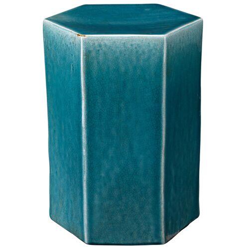 Porto Outdoor Ceramic Side Table - Jamie Young Co. - Blue | End Table, Occasional Table, Small Table - Made of Ceramic
