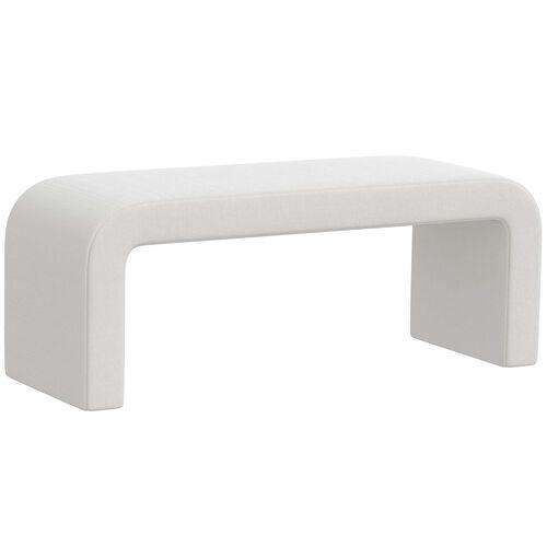 Celia Waterfall Velvet Bench - White | Couch, Sofa, Settee - Made in The USA