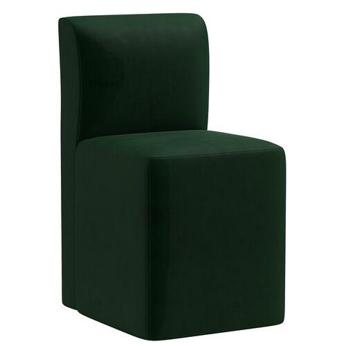 Graham Velvet Dining Chair - Green | Accent Chair, Arm chair