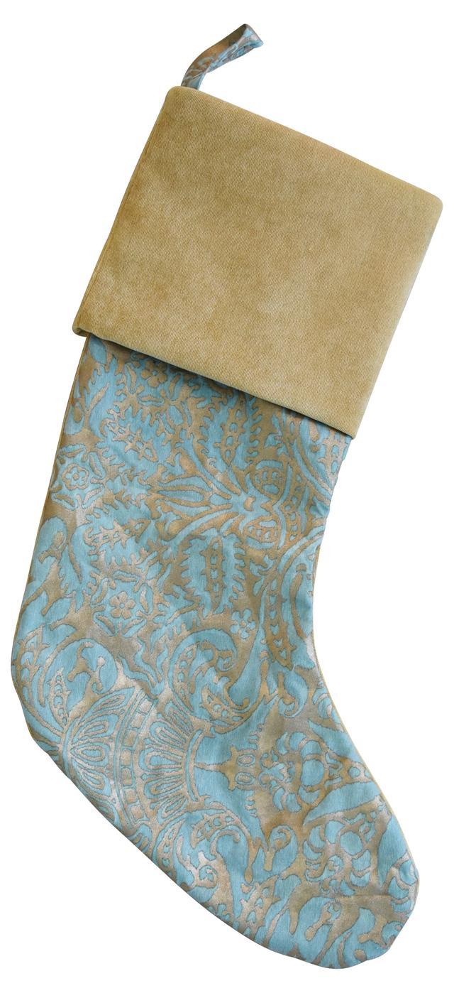 Italian Fortuny Christmas Stocking - Blue