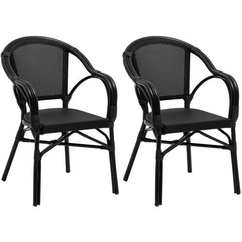 Set of 2 Porter Outdoor Bistro Armchairs - Black | Lounge Chair, Easy Chair - Comfortable, Sturdy, Durable