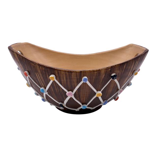 1960s Italian Faux Bois Painted Bowl - Pilar Collection - Brown