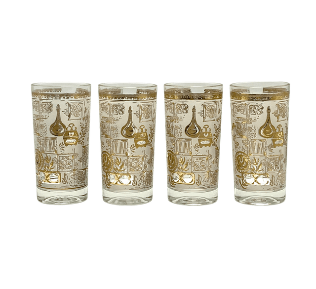 C. 1960s Frosted & Gold Leaf High Balls - Pilar Collection