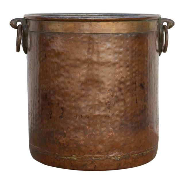 Antique Copper And Brass Indian Pot - de-cor - Brown