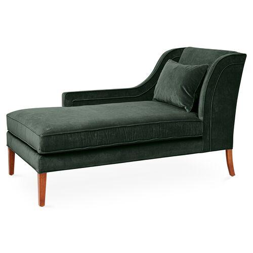 Roslin Left-Facing Chaise - Forest Velvet - Green - Comfortable, Sturdy, Stylish | Divan, Sette