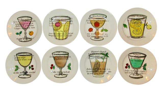 Fornasetti Cocktail Coasters Rare Set of 8 - The Emporium Ltd. - White