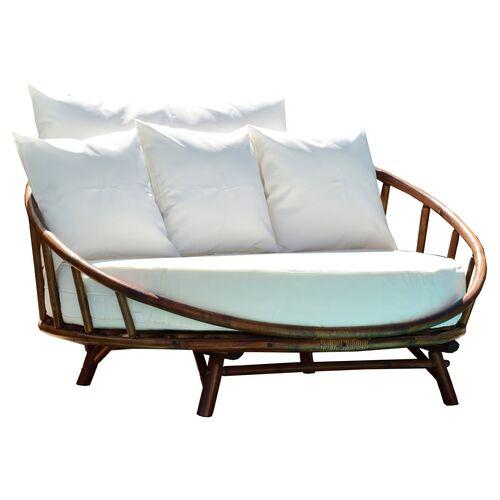 Rattana Outdoor Daybed - Brown/White - Comfortable, Sturdy | Divan, Sette