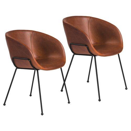 Set of 2 Andie Armchairs - Dark Brown - Black | Lounge Chair, Easy Chair - Comfortable, Sturdy, Durable