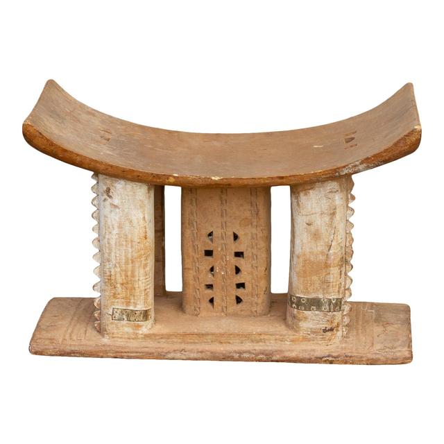 African Ashanti Tribal Wooden Stool - de-cor - brown