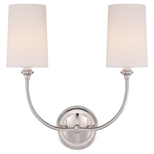 2-Light Sconce - Polished Nickel - Crystorama - Silver | Wall Fixtures, Wall Lamps - Decorative, Aesthetic