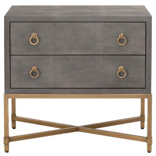 Sophia 2-Drawer Shagreen Nightstand - Gray/Gold | Night Table, Bedside Shelf - 2 Drawers, Offers Convenience, Storage, Organizat