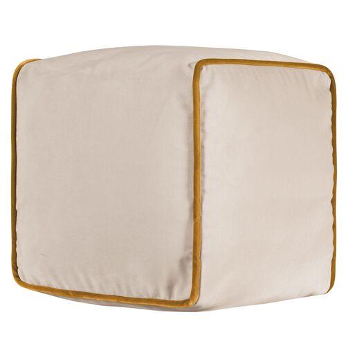 Nova 10x10 Cube Velvet Pillow | Cushion, Bolster - Ivory - Invisible Zipper, Insert Included